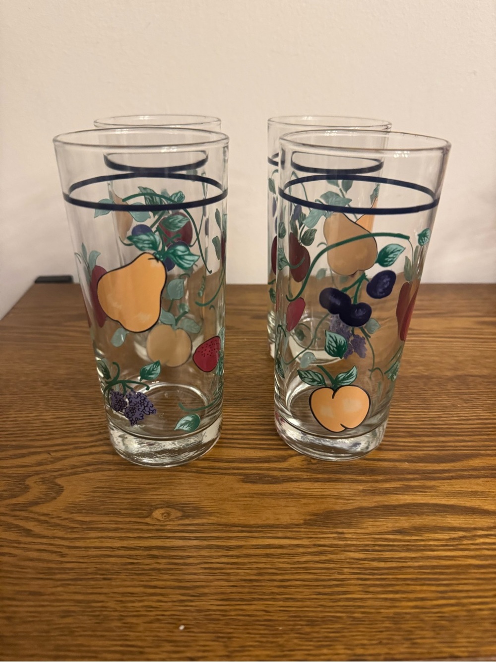 VTG Princess House Orchard Medley Fruit Tumbler Glasses Set of 4 14oz